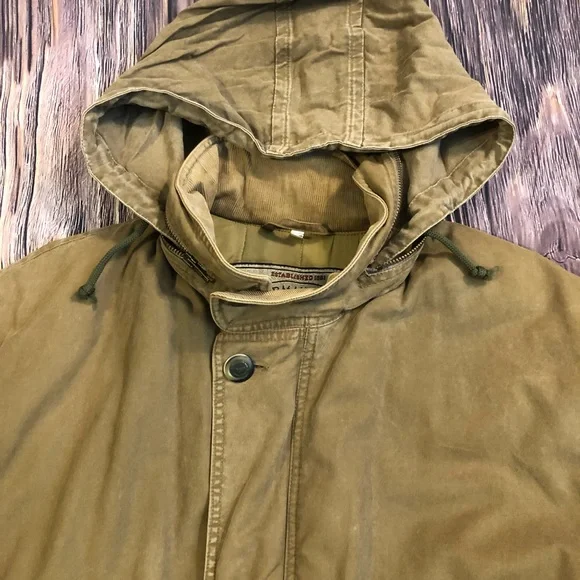 80’s ARMANI JEANS Coat Made in Italy Stoned Wash Brown But/Zip Lined Hood Sz 48